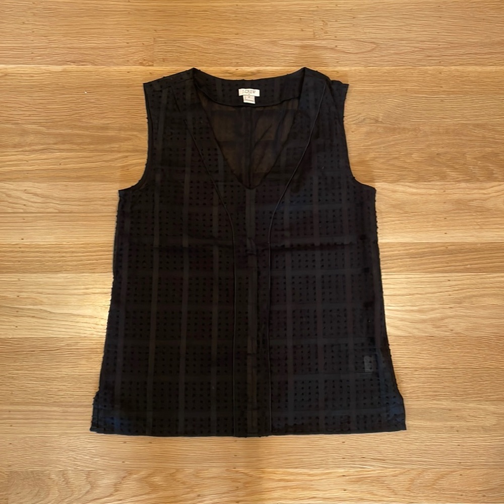 Jcrew factory, size 2, black sleeveless Swiss dot blouse